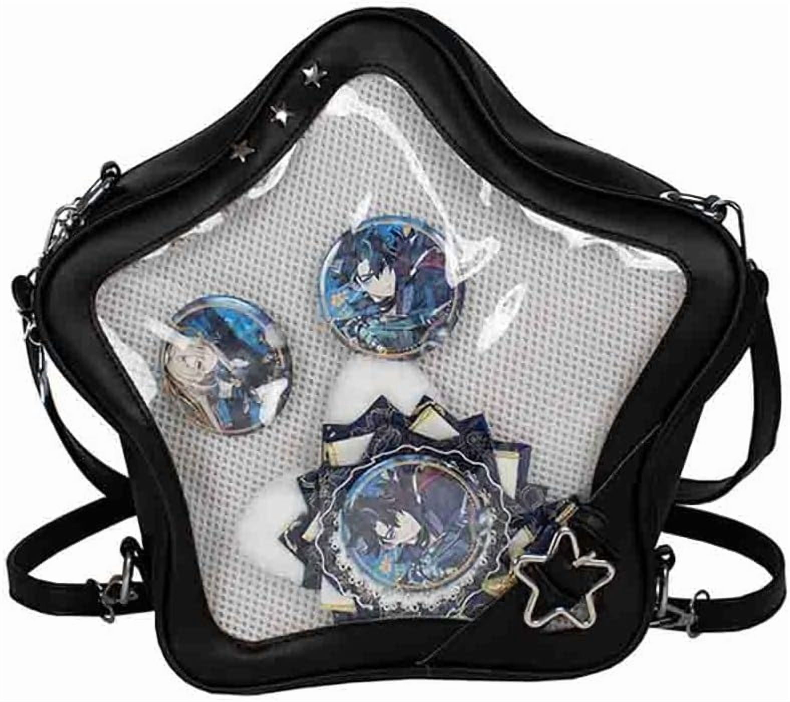 Baguery Ita Bag Star Shaped Purse - PU Leather Cute Clear Crossbody Bag, Kawaii Pin Display Shoulder Bag (Bare Bag)​