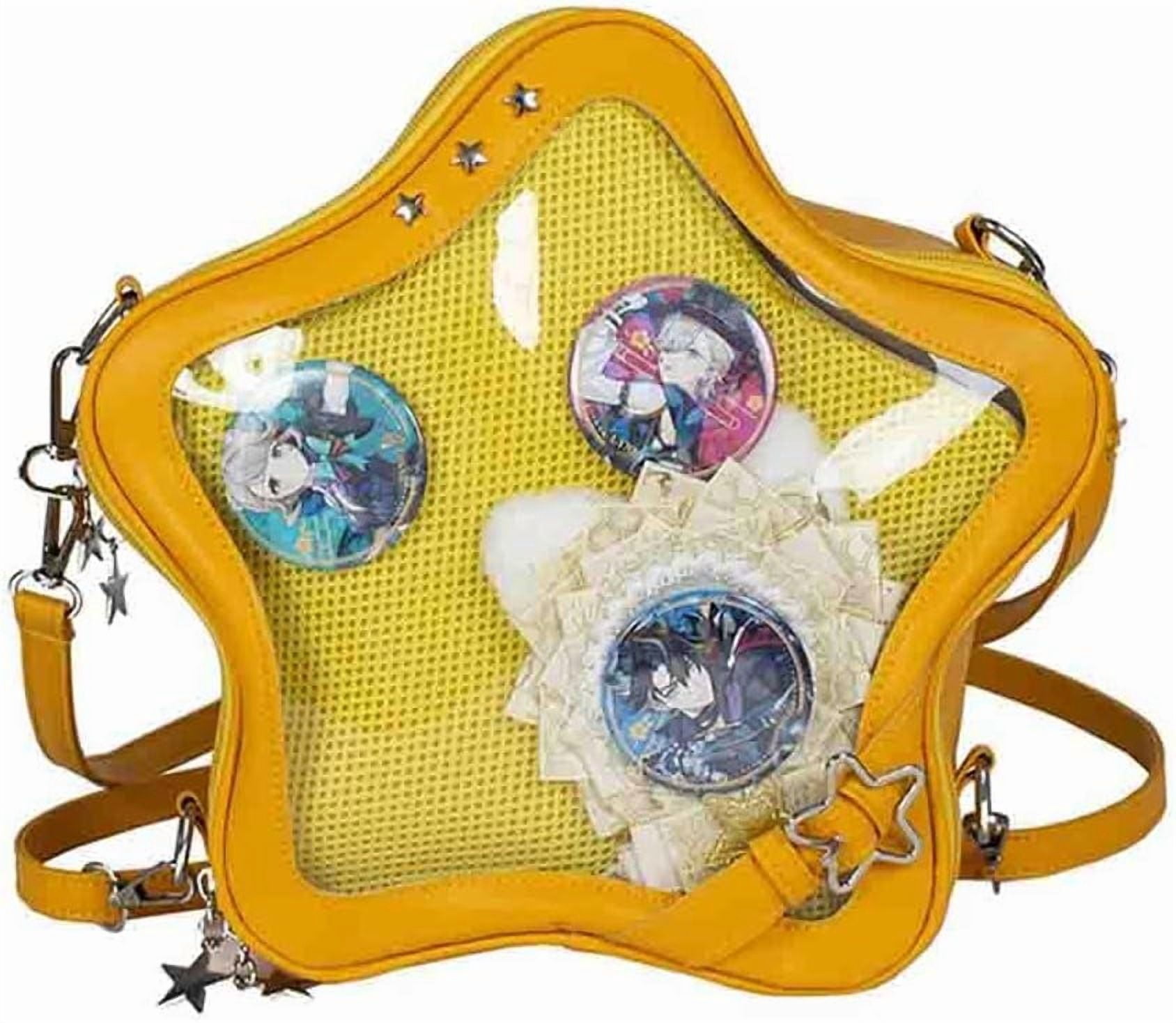 Baguery Ita Bag Star Shaped Purse - PU Leather Cute Clear Crossbody Bag, Kawaii Pin Display Shoulder Bag (Bare Bag)​