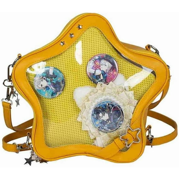 Baguery Ita Bag Star Shaped Purse - PU Leather Cute Clear Crossbody Bag, Kawaii Pin Display Shoulder Bag (Bare Bag)​