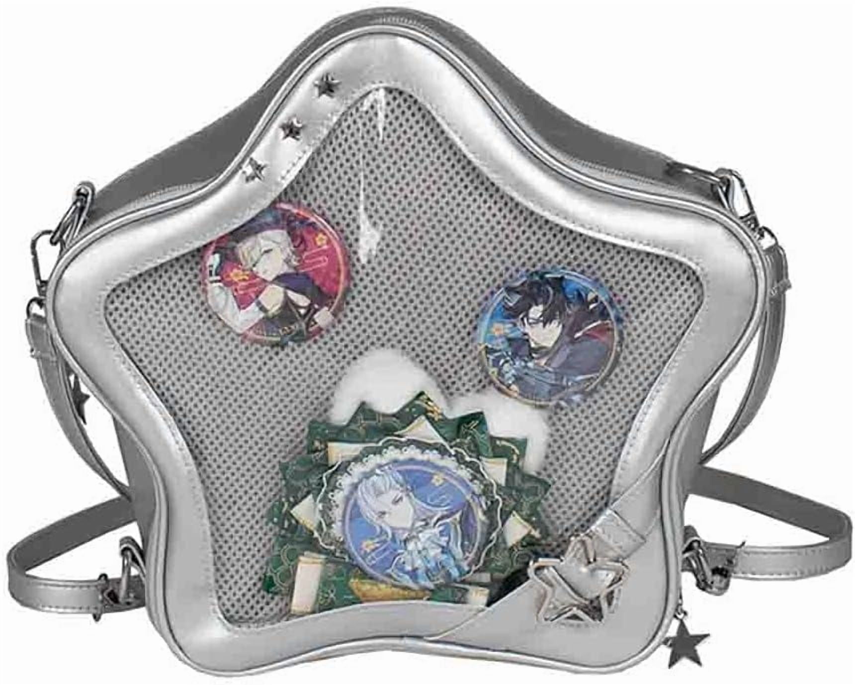 Baguery Ita Bag Star Shaped Purse - PU Leather Cute Clear Crossbody Bag, Kawaii Pin Display Shoulder Bag (Bare Bag)​