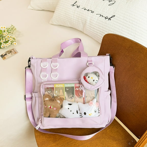 Baguery Kawaii Ita Bag - Transparent Pin Display Crossbody Shoulder Bag, Y2K Messenger Satchel for Women
