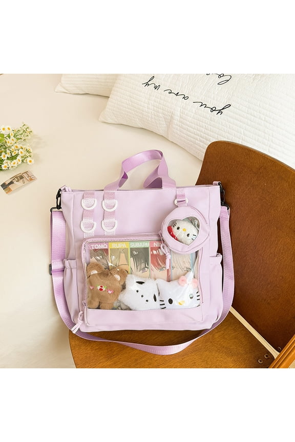 Kawaii Ita Bag - Transparent Pin Display Crossbody Shoulder Bag, Y2K Messenger Satchel for Women