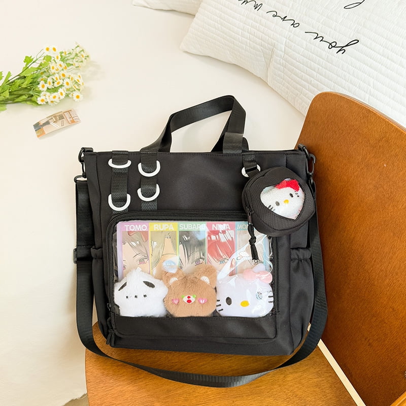 Baguery Kawaii Ita Bag - Transparent Pin Display Crossbody Shoulder Bag, Y2K Messenger Satchel for Women
