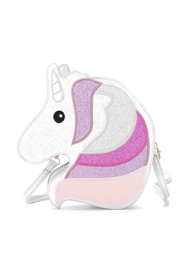 Kids Rainbow Unicorn Crossbody Purse - Sequins Shoulder Bag, Cute Cartoon Glittery Pouch for Little Girls (9.84×7.87×2.36in)