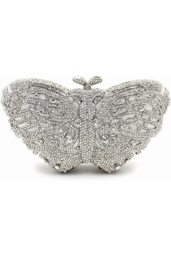 Luxury Butterfly Rhinestone Clutch Purse for Women, Diamond Crystal Wedding Party Cocktail Evening Bag