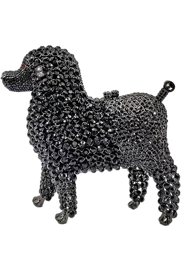 Luxury Poodle Rhinestone Clutch Purse for Women, Sparkling Crystal Evening Bag Wedding Party Phone-Friendly Animal Purse