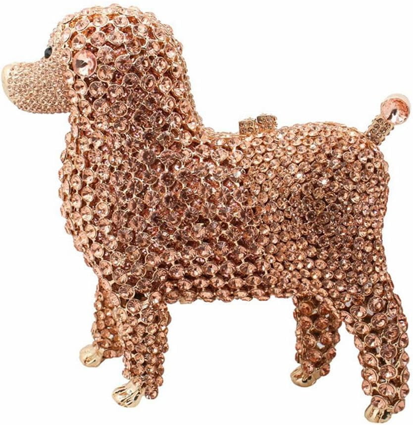 Baguery Luxury Poodle Rhinestone Clutch Purse for Women, Sparkling Crystal Evening Bag Wedding Party Phone-Friendly Animal Purse