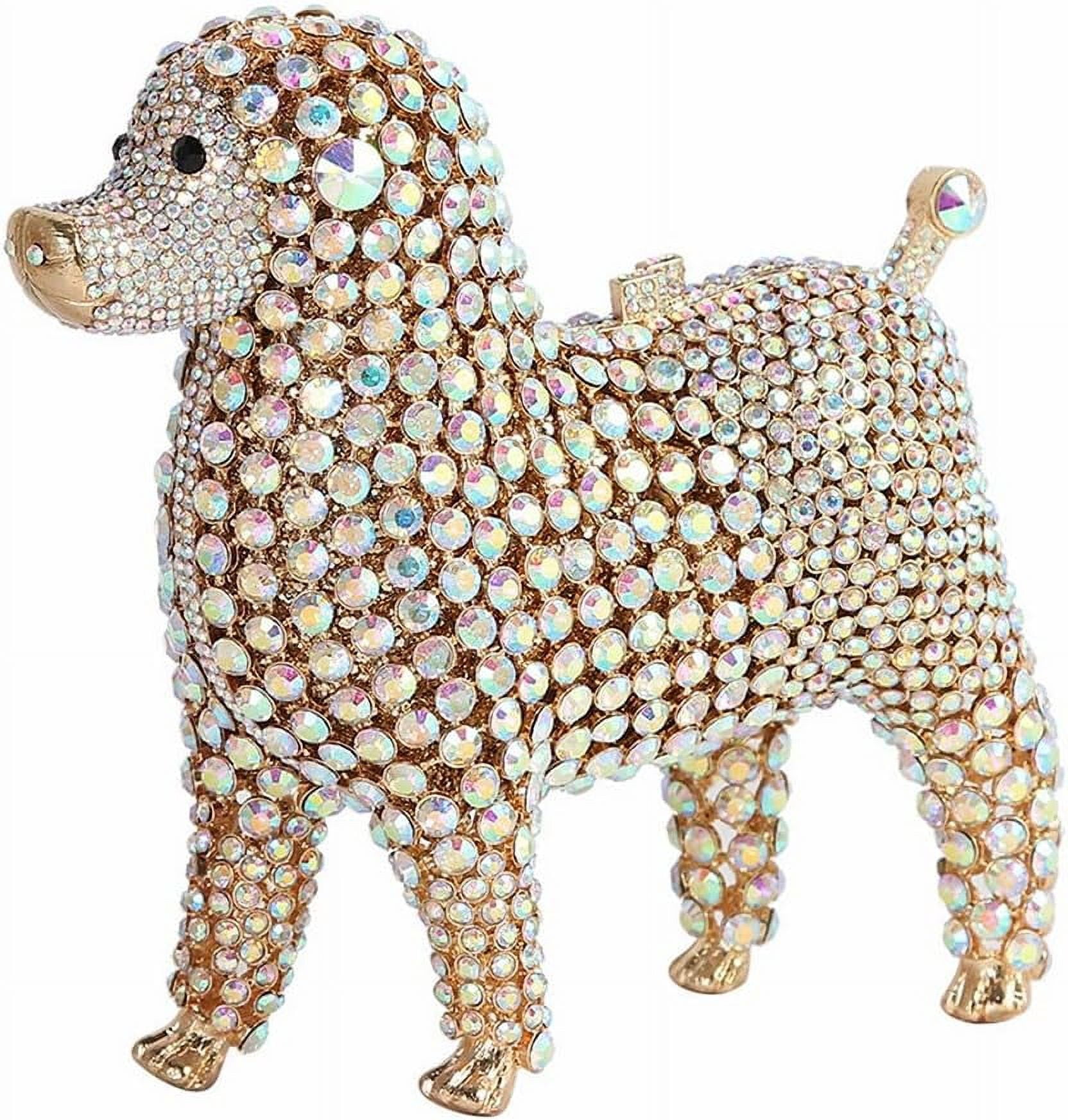 Baguery Luxury Poodle Rhinestone Clutch Purse for Women, Sparkling Crystal Evening Bag Wedding Party Phone-Friendly Animal Purse
