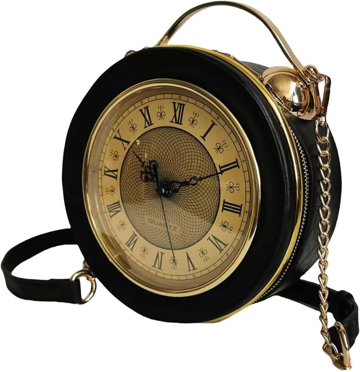 Baguery PVC Clock Shaped Crossbody Bag - Waterproof Adjustable Shoulder Purse for Women