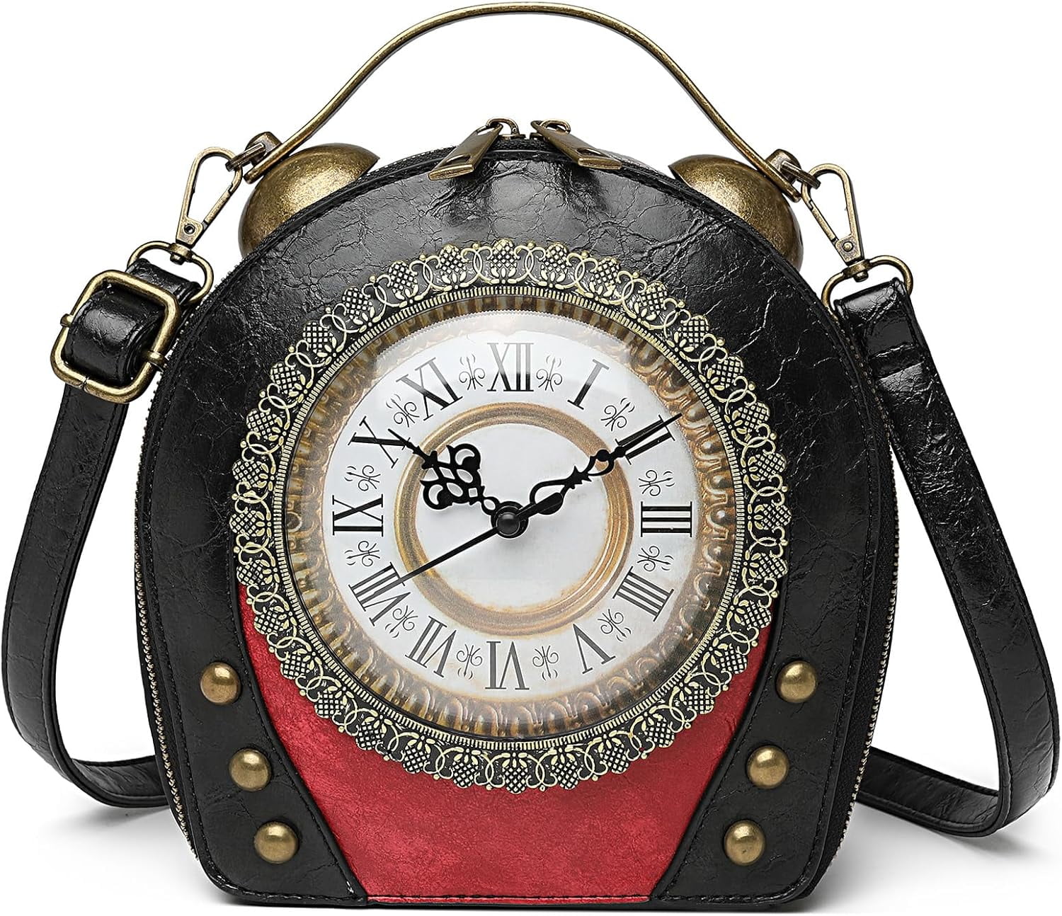 Baguery PVC Clock Shaped Crossbody Bag - Waterproof Adjustable Shoulder Purse for Women