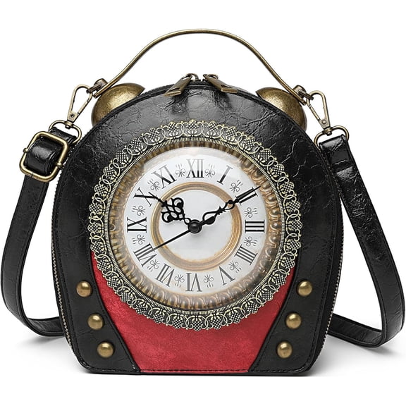 Baguery PVC Clock Shaped Crossbody Bag - Waterproof Adjustable Shoulder Purse for Women