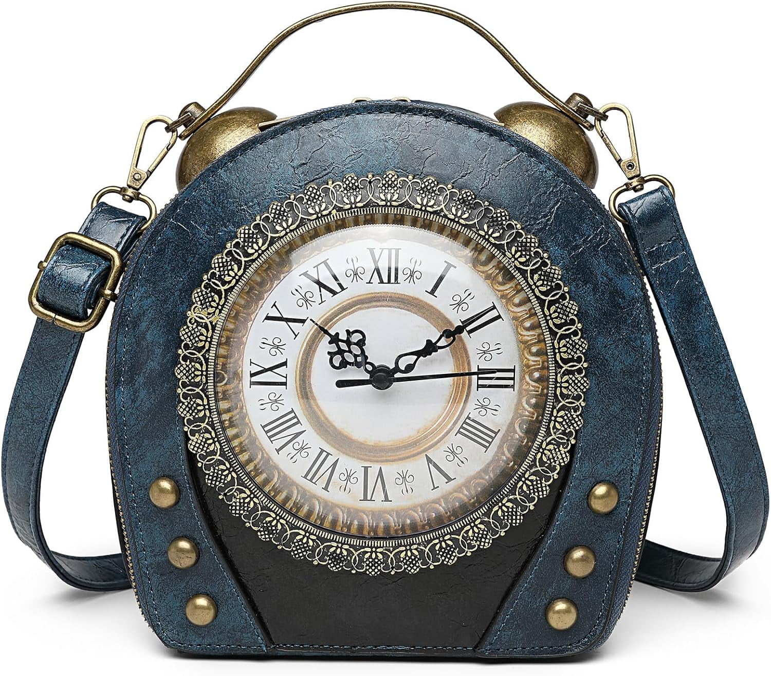 Baguery PVC Clock Shaped Crossbody Bag - Waterproof Adjustable Shoulder Purse for Women