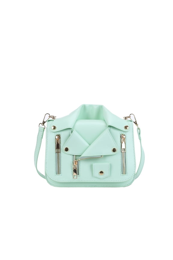 Punk Motorcycle Jacket Crossbody Bag - PU Leather Rivet Chain Shoulder Handbag for Women & Girls (8.25×6.28in)