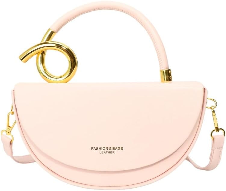 Baguery Semi-Circular Saddle Purse for Women - Elegant PU Leather Tote Shoulder Bag, Chic Crossbody Handbag with Adjustable Strap
