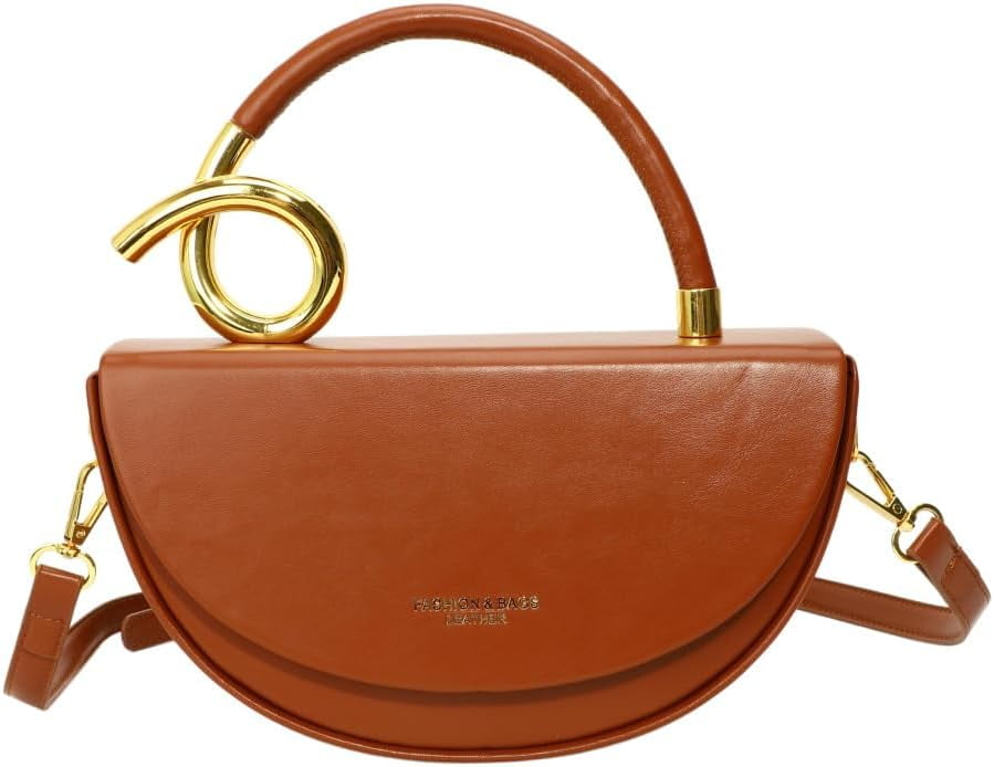 Baguery Semi-Circular Saddle Purse for Women - Elegant PU Leather Tote Shoulder Bag, Chic Crossbody Handbag with Adjustable Strap