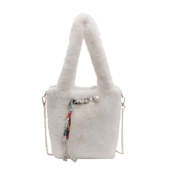 Baguery Soft Plush Handbag for Women - Fluffy Shoulder Bag Cute Fuzzy Crossbody Bag Furry Top Handle Small Messenger Bag (6.7×3.5×7.9in)​