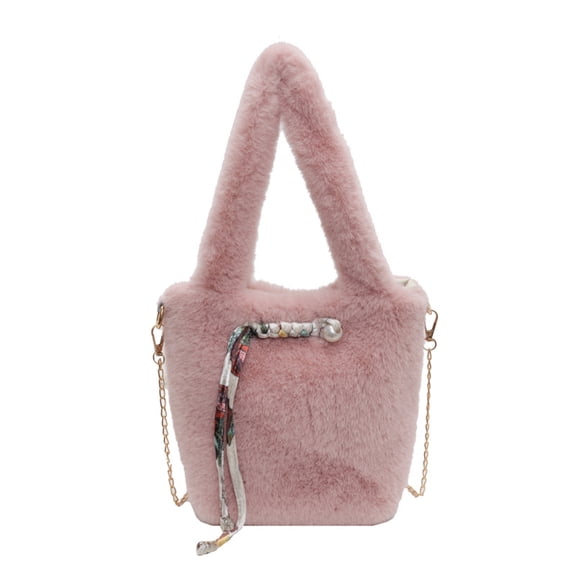 Baguery Soft Plush Handbag for Women - Fluffy Shoulder Bag Cute Fuzzy Crossbody Bag Furry Top Handle Small Messenger Bag (6.7×3.5×7.9in)​
