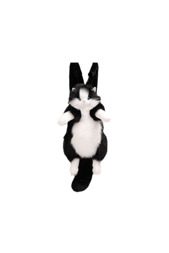 Stuffed Cat Dog Backpack - Lifelike Plush Kitten Puppy Purse, Adjustable Straps (Kawaii Animal Bag)​