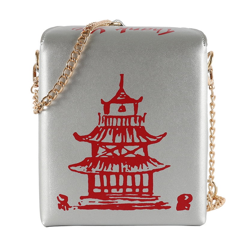 Baguery Tower Print Crossbody Bag - PU Chinese Takeout Box Tote Purse for Women (5.91×5.31×7.09in)​