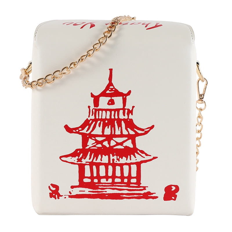 Baguery Tower Print Crossbody Bag - PU Chinese Takeout Box Tote Purse for Women (5.91×5.31×7.09in)​