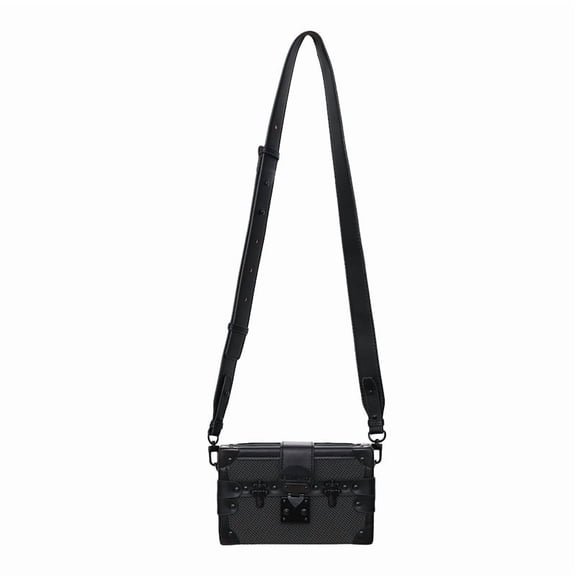 Baguery Unisex Solid Color Box Crossbody Bag - Rivet & Sewing Thread Detail Shoulder Bag (7.87×1.97×4.72in)