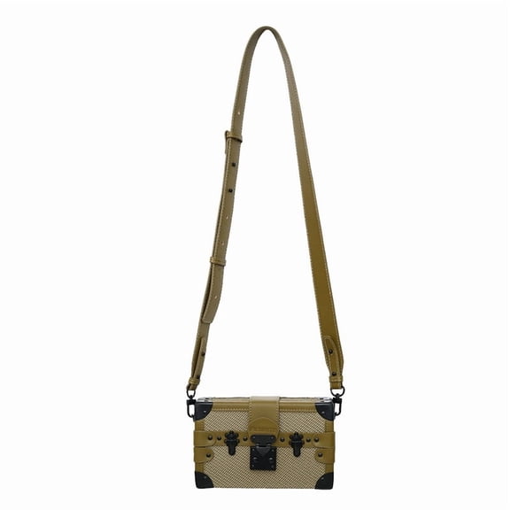 Baguery Unisex Solid Color Box Crossbody Bag - Rivet & Sewing Thread Detail Shoulder Bag (7.87×1.97×4.72in)