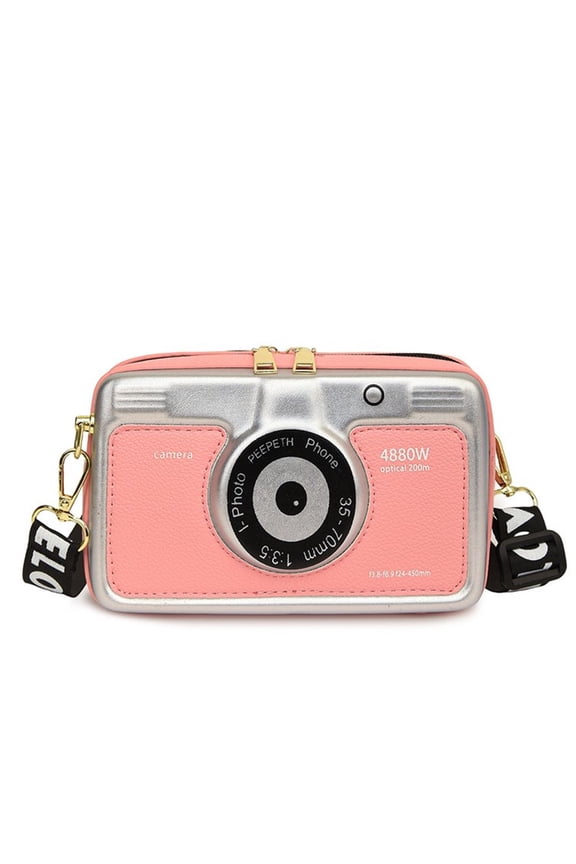 Vintage Camera Shaped Crossbody Bag - PU Leather Color-Blocked Cute Clutch Shoulder Bag (Not for 12 & Under)