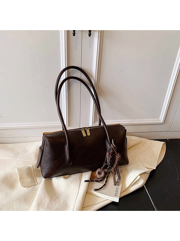 Vintage Suede Hobo Bag for Women - Leather Top Handle Y2K Swing Shoulder Bag Casual Underarm Purse for Work Travel