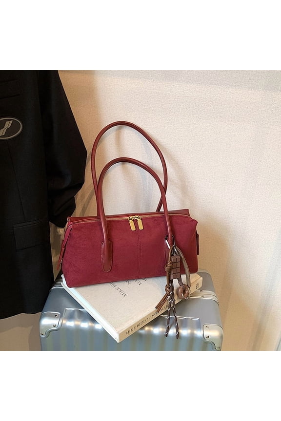 Vintage Suede Hobo Bag for Women - Leather Top Handle Y2K Swing Shoulder Bag Casual Underarm Purse for Work Travel​
