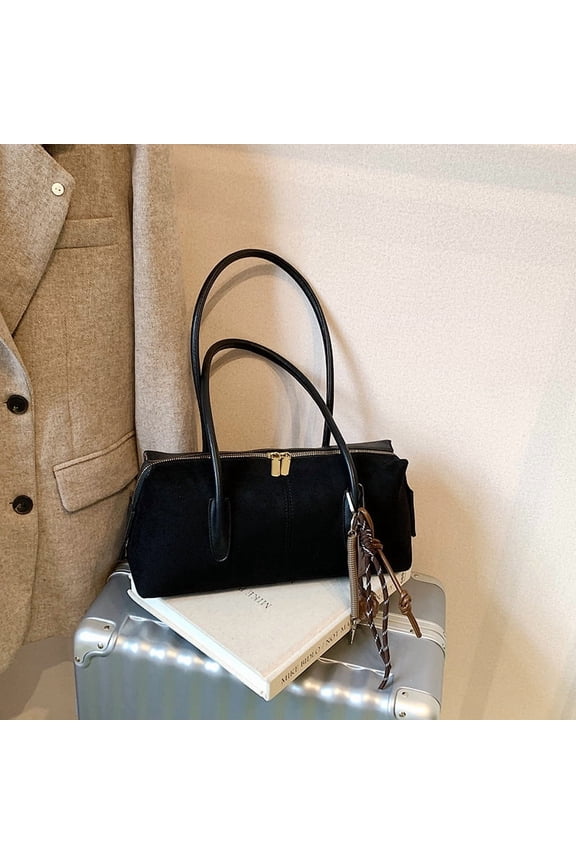 Vintage Suede Hobo Bag for Women - Leather Top Handle Y2K Swing Shoulder Bag Casual Underarm Purse for Work Travel​