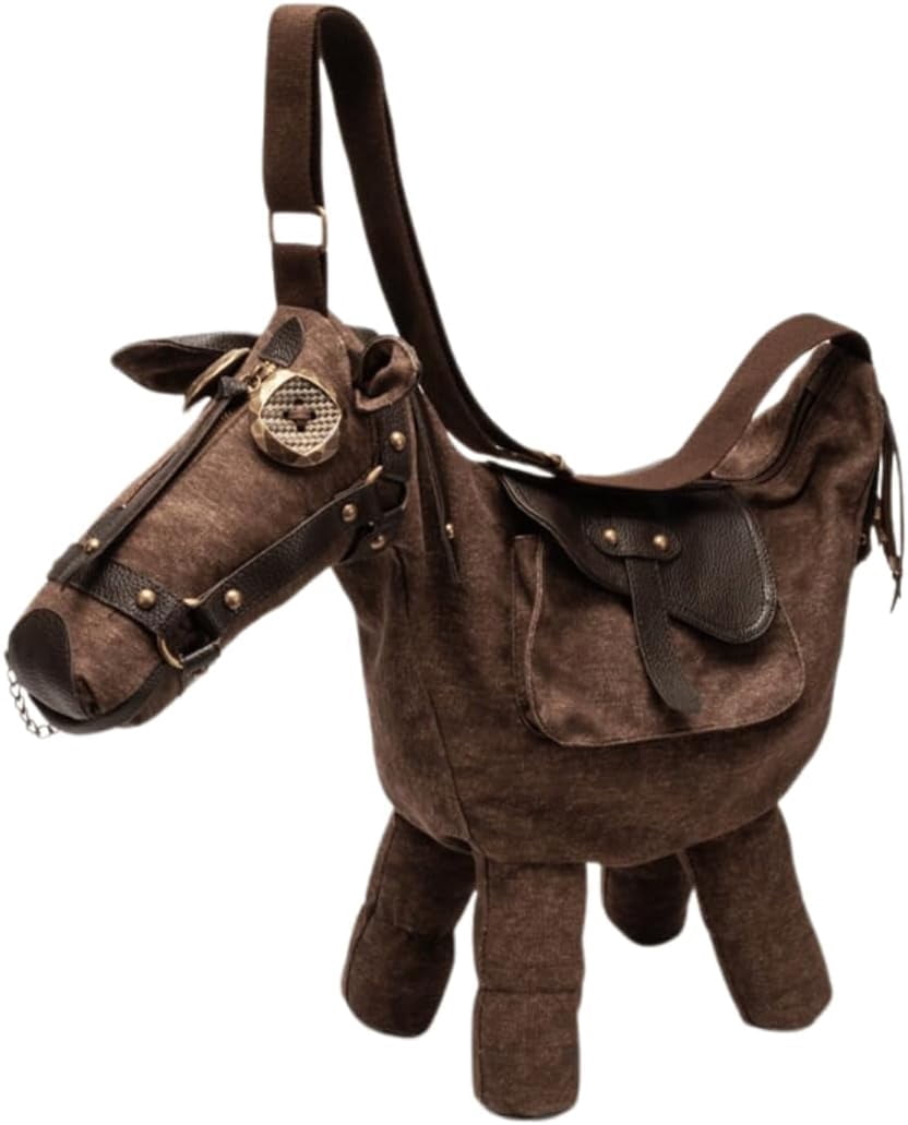 Baguery Western 3D Horse Crossbody Bag - Retro Cowboy Ranch Shoulder Purse with Adjustable 47" Strap (17×15×4")