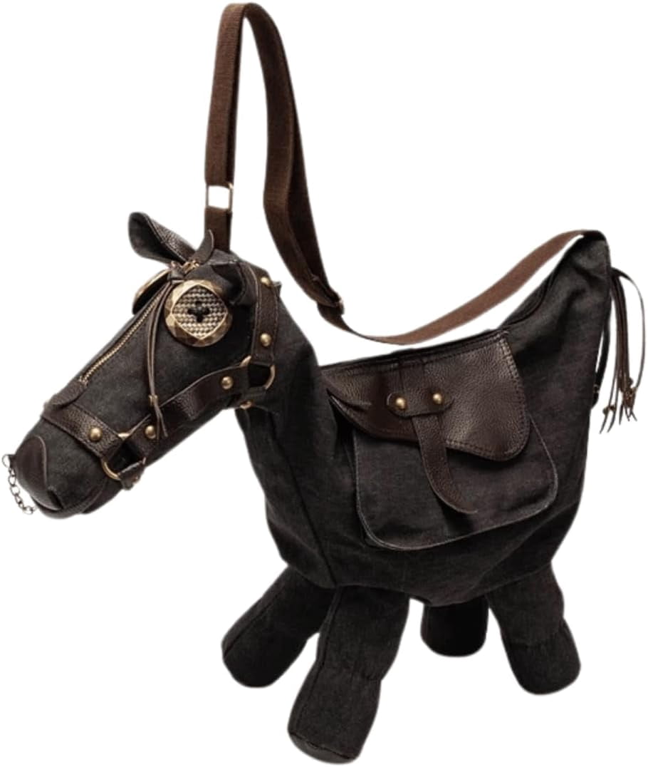 Baguery Western 3D Horse Crossbody Bag - Retro Cowboy Ranch Shoulder Purse with Adjustable 47" Strap (17×15×4")