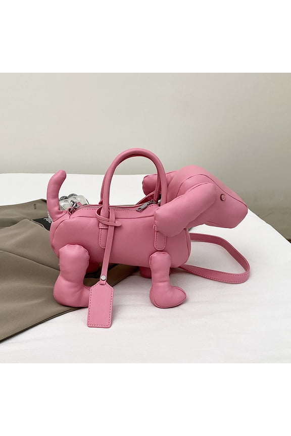 Women Cute Dog Shaped Crossbody Bag - PU Leather Unique Shoulder Handbag (L18.89×W4.33×H12.20IN)