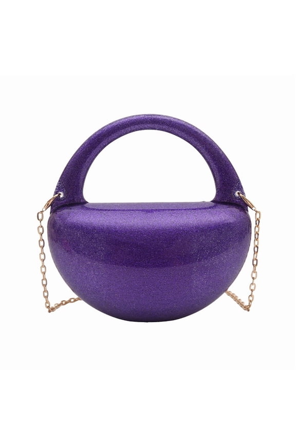 Women's Acrylic Metallic Evening Clutch - Gold Moon Hobo Bag with 2 Metal Chains, Handbag for Wedding/Prom