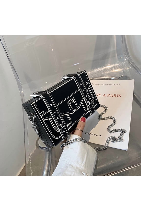 Women's Cartoon Box Shoulder Bag - Ins Fashion Clutch Crossbody, Versatile Square Handbag (7.3×2×4.7in, Acrylic+PU)