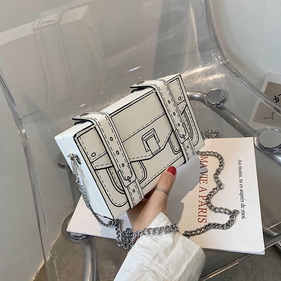 Baguery Women's Cartoon Box Shoulder Bag - Ins Fashion Clutch Crossbody, Versatile Square Handbag (7.3×2×4.7in, Acrylic PU)​