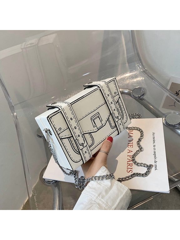 Women's Cartoon Box Shoulder Bag - Ins Fashion Clutch Crossbody, Versatile Square Handbag (7.3×2×4.7in, Acrylic+PU)