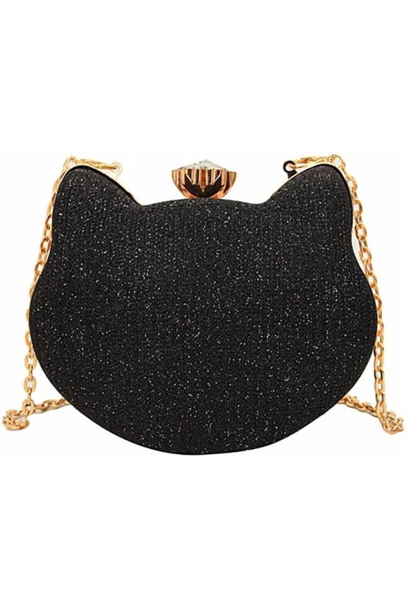 Women's Cute Kitty Sparkly Shoulder Bag - Kawaii Cartoon Cat Glitter Crossbody Bag, Chic Shiny Evening Purse​