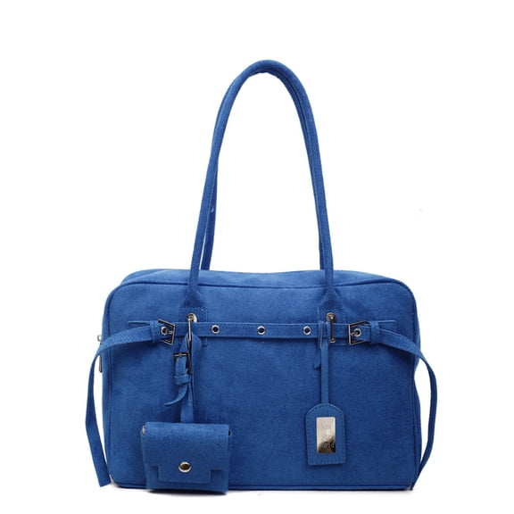 Baguery Women's Fall Suede Oversized Square Tote - Y2K Buckle Underarm Slouchy Hobo Bag for Work/Travel (13.39×3.94×8.66in)​