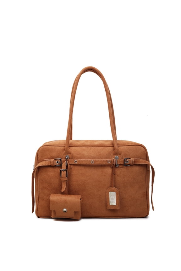 Women's Fall Suede Oversized Square Tote - Y2K Buckle Underarm Slouchy Hobo Bag for Work/Travel (13.39×3.94×8.66in)​