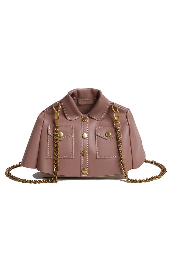 Women's Faux Leather Mini Jacket Crossbody Bag - Novelty Chain Strap Shoulder Purse (6.69×2.36×5.51in, Multi-Color)