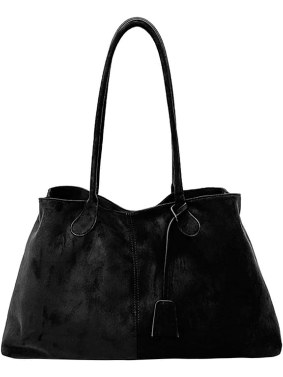 Women's Faux Suede Fall Hobo Bag - Trendy Slouchy Shoulder Satchel, Large Capacity Crescent Tote (5 Colors)