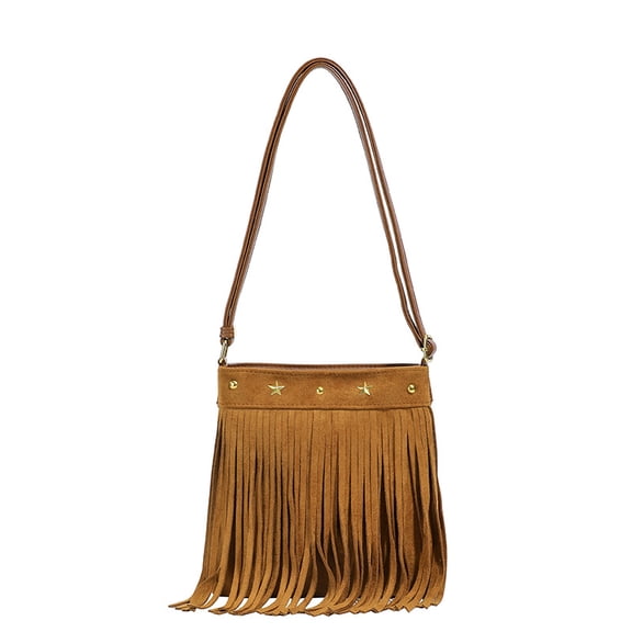 Baguery Women's Hippie Western Crossbody Bag - Faux Suede Fringe/Tassel Cowgirl Shoulder Purse, Large Capacity for Casual Use​