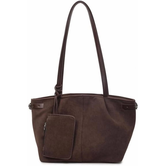 Baguery Women's Korean Style Suede Tote Bag - Slouchy Top Handle Crossbody Bag, Large Capacity for Fall Winter (6 Colors)​