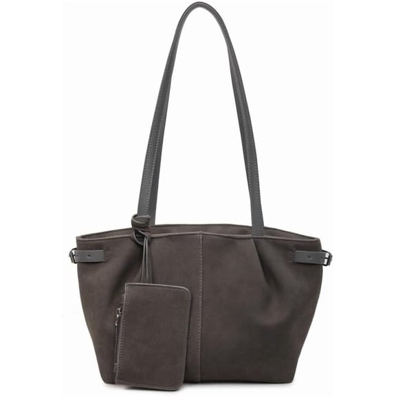 Baguery Women's Korean Style Suede Tote Bag - Slouchy Top Handle Crossbody Bag, Large Capacity for Fall Winter (6 Colors)​