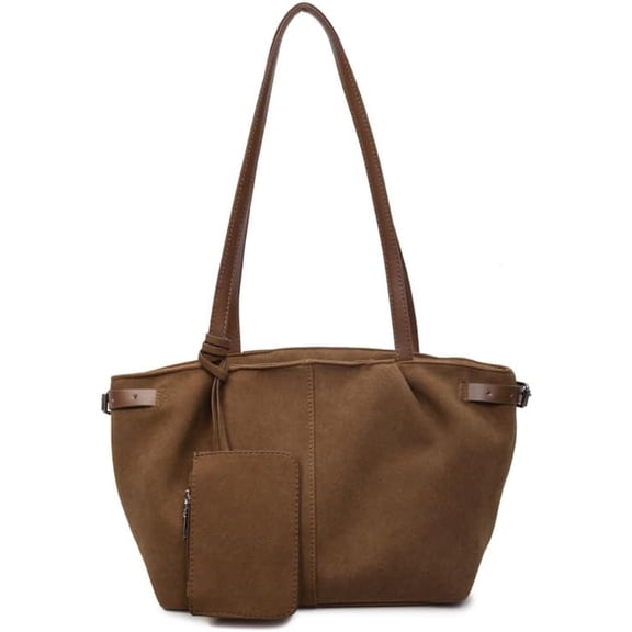 Baguery Women's Korean Style Suede Tote Bag - Slouchy Top Handle Crossbody Bag, Large Capacity for Fall Winter (6 Colors)​