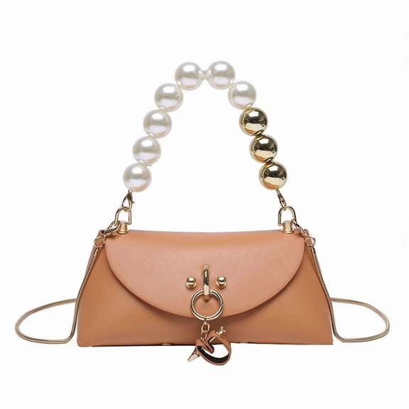 Baguery Women's Mini PU Leather Evening Clutch - Pearl Handle Chain Crossbody Shoulder Bag, Cute Fashion Purse (7.9×3.9×3.1in)​