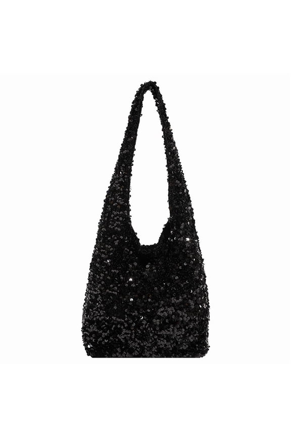 Women's Sequin Bling Evening Bag - Sparkly Hobo Purse with Magnetic Closure, Top Handle Handbag for Party/Wedding (8.27×3.94×8.27in)