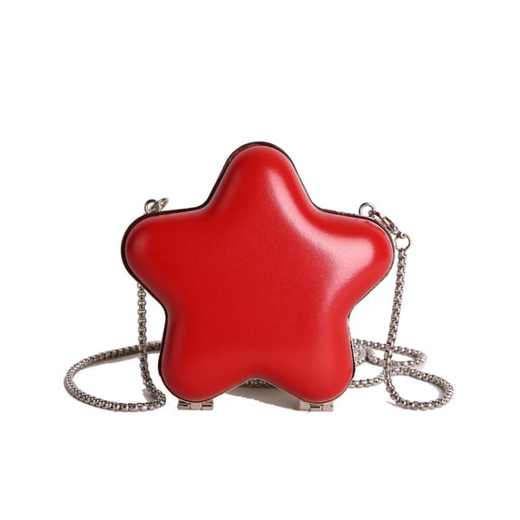 Baguery Women's Star-Shaped Acrylic Evening Clutch - Silver Crossbody Bag with Bow Embellishment, Buckle & Jetted Pocket (Formal/Wedding/Prom)
