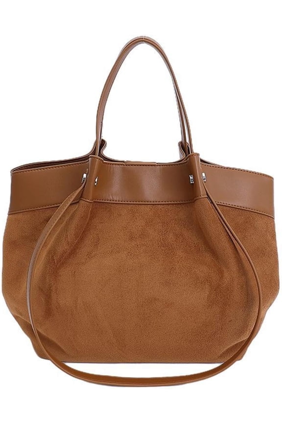 Women's Suede Crossbody Tote Bag - Retro Large Capacity Top Handle Shoulder Bag, Fashion Leather Bag for Autumn Winter